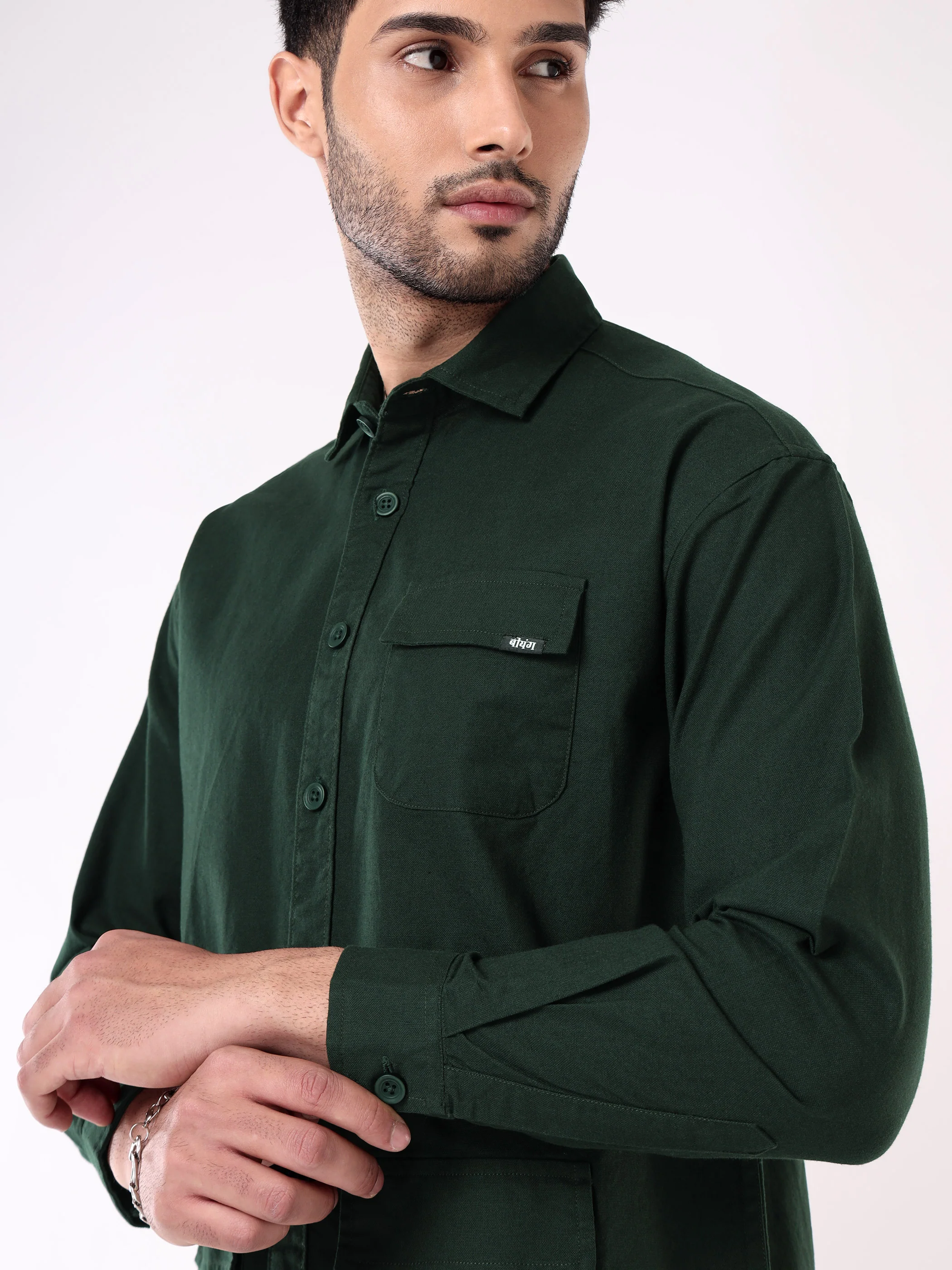Lush Green Oversized Shacket for Men - Image 5