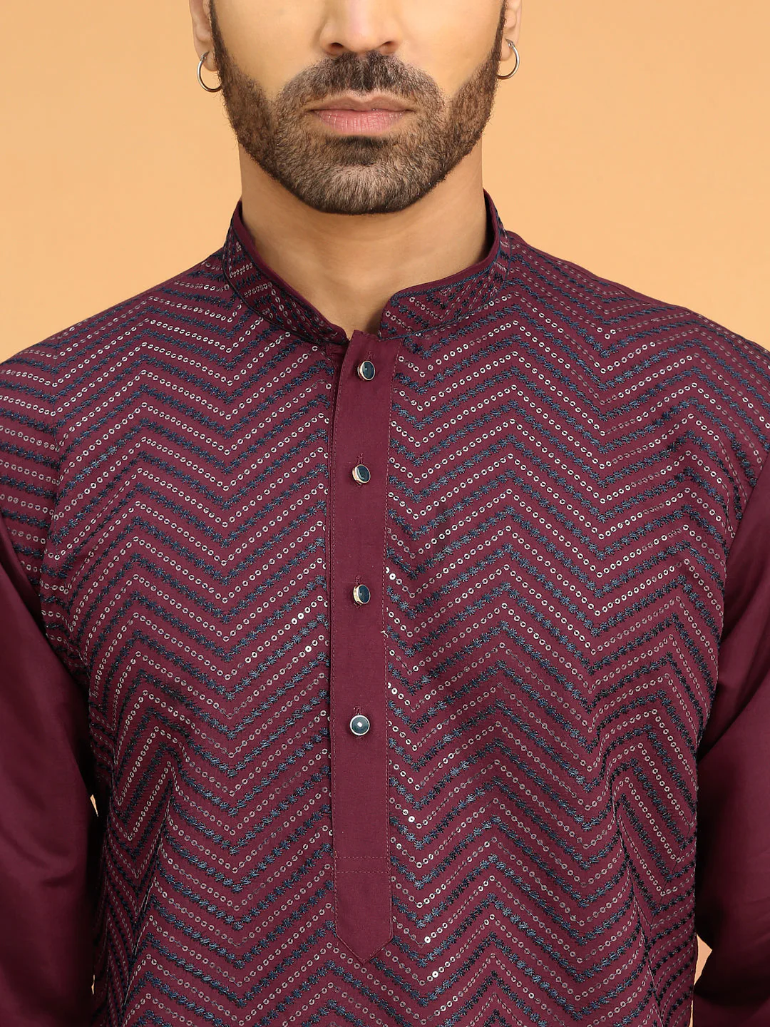 LUXE- Chevron Embroidered Straight Kurta - Image 8