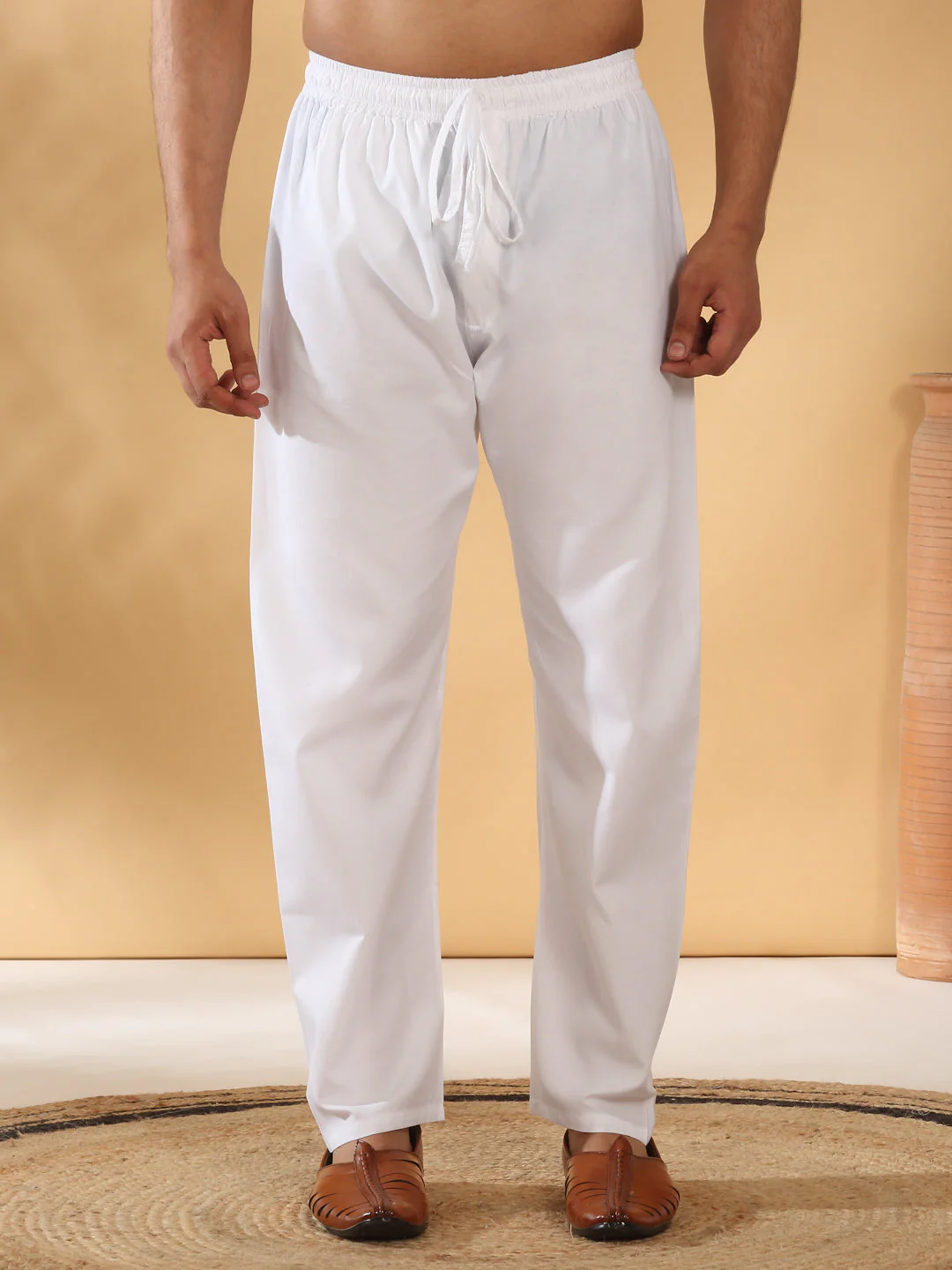 LUXE- Cotton Embroidered Sequin Chikan Floral Printed Thread Work Kurta With Cotton Blend White Pyjama set - Image 16