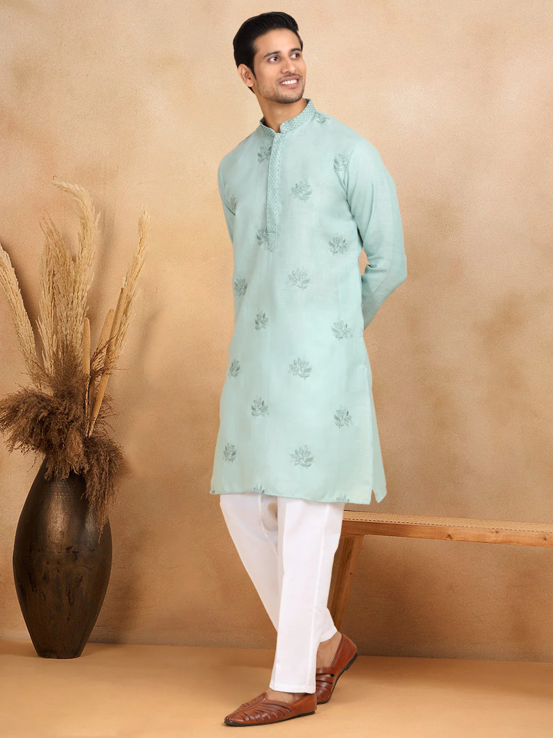 LUXE- Cotton Embroidered Work Straight Kurta - Image 15