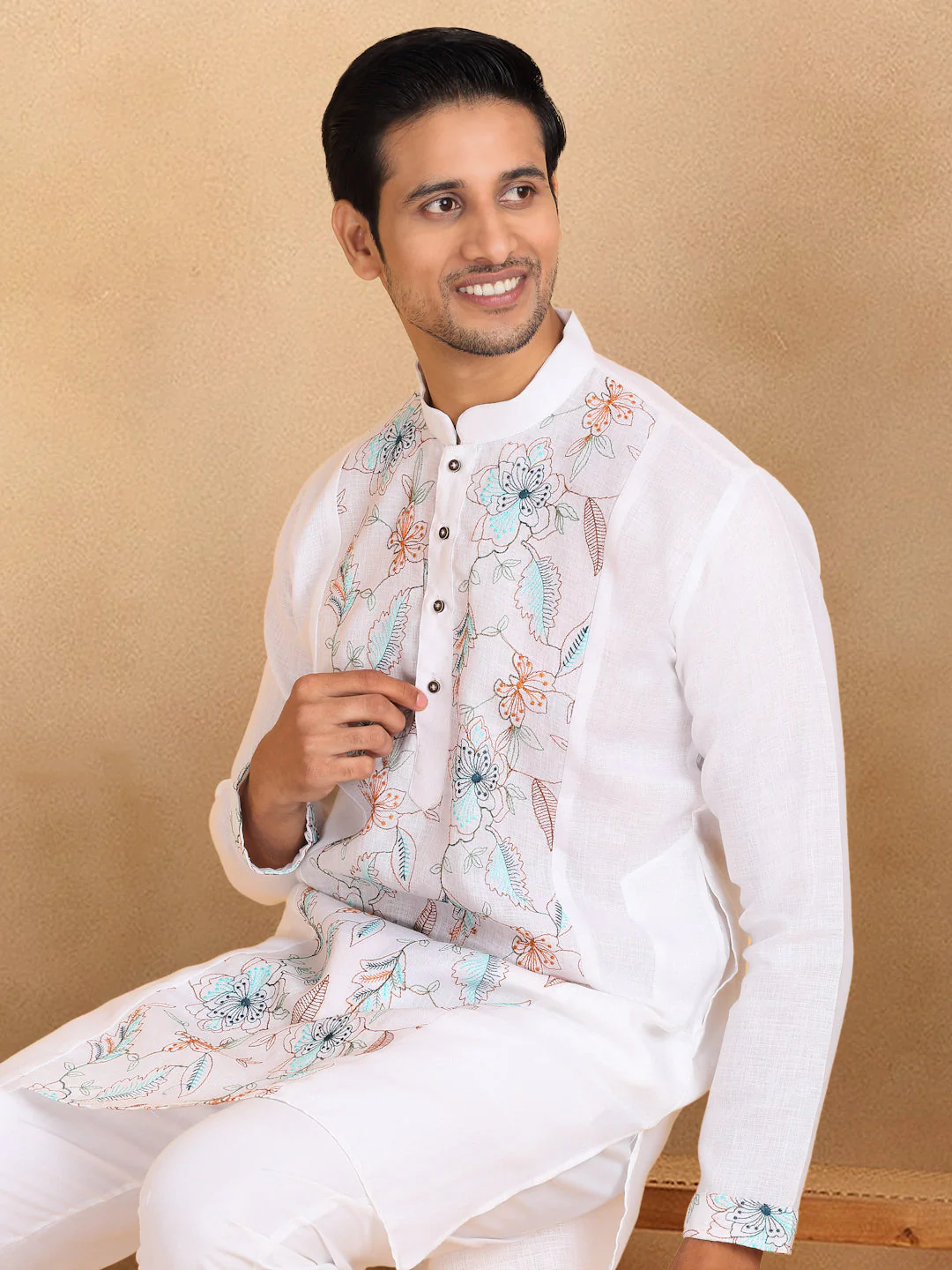 LUXE cotton Floral Embroided Thread Work Straight Kurta - Image 13
