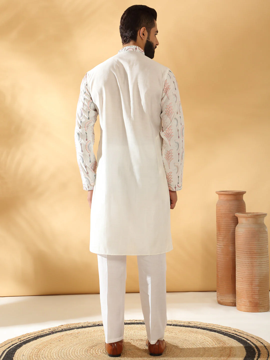 LUXE- Cotton Silk Embroidered Floral Work Kurta - Image 12