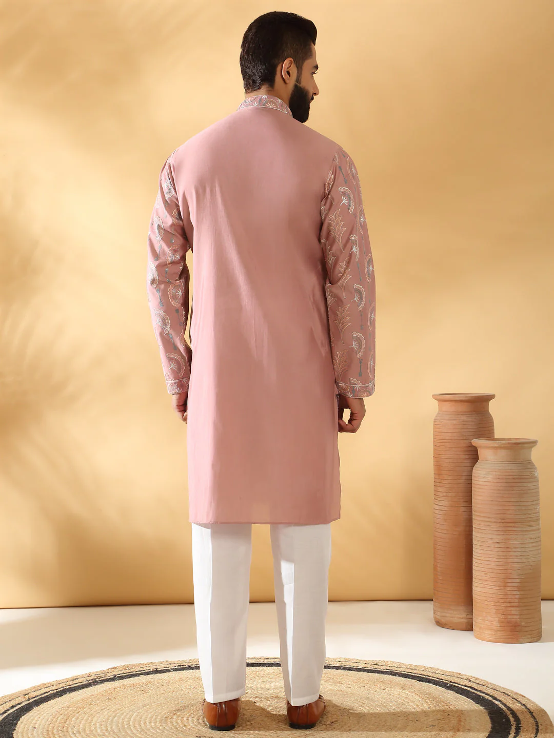 LUXE- Cotton Silk Embroidered Floral Work Kurta - Image 17