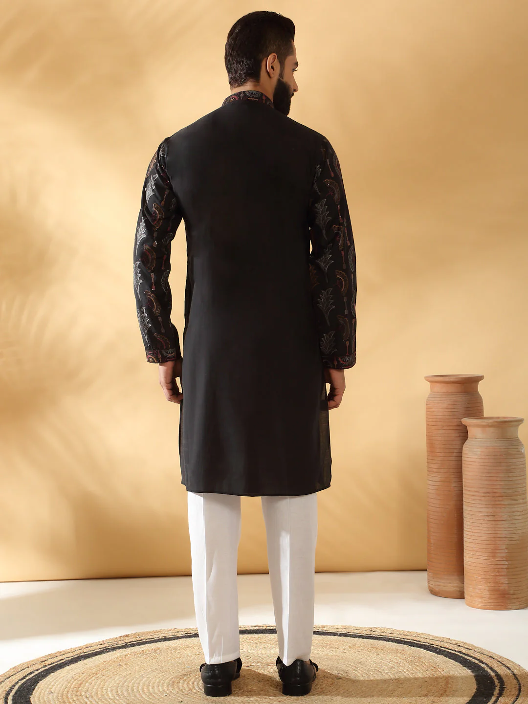 LUXE- Cotton Silk Embroidered Floral Work Kurta - Image 2
