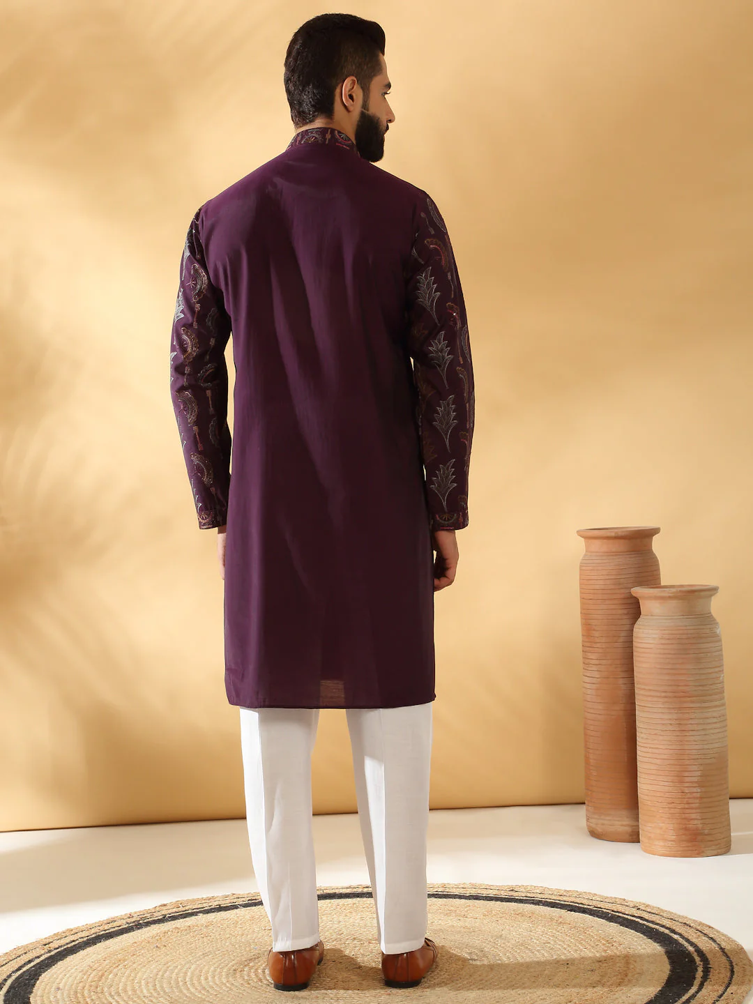 LUXE- Cotton Silk Embroidered Floral Work Kurta - Image 22