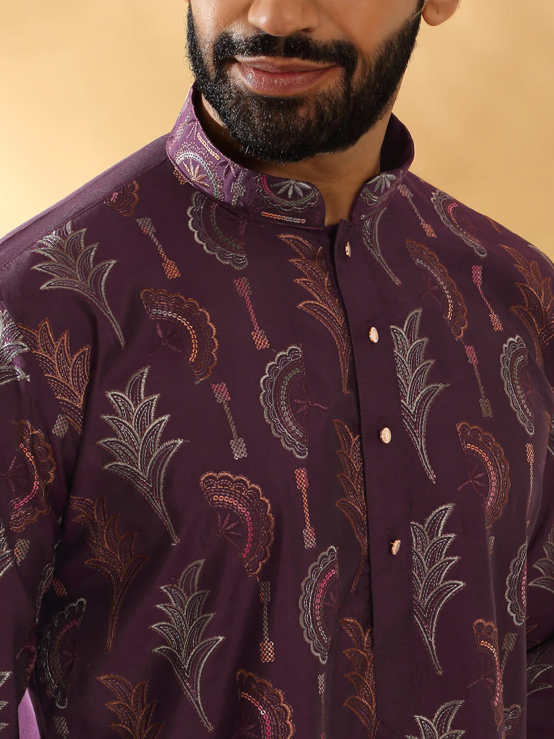 LUXE- Cotton Silk Embroidered Floral Work Kurta - Image 23
