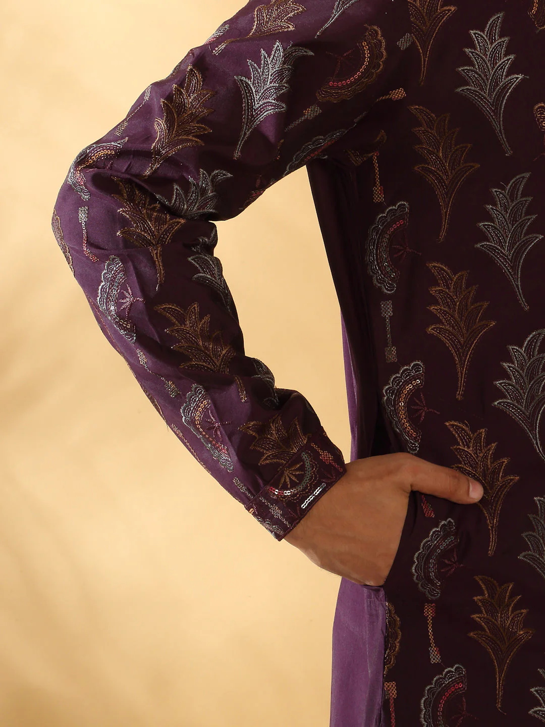LUXE- Cotton Silk Embroidered Floral Work Kurta - Image 24