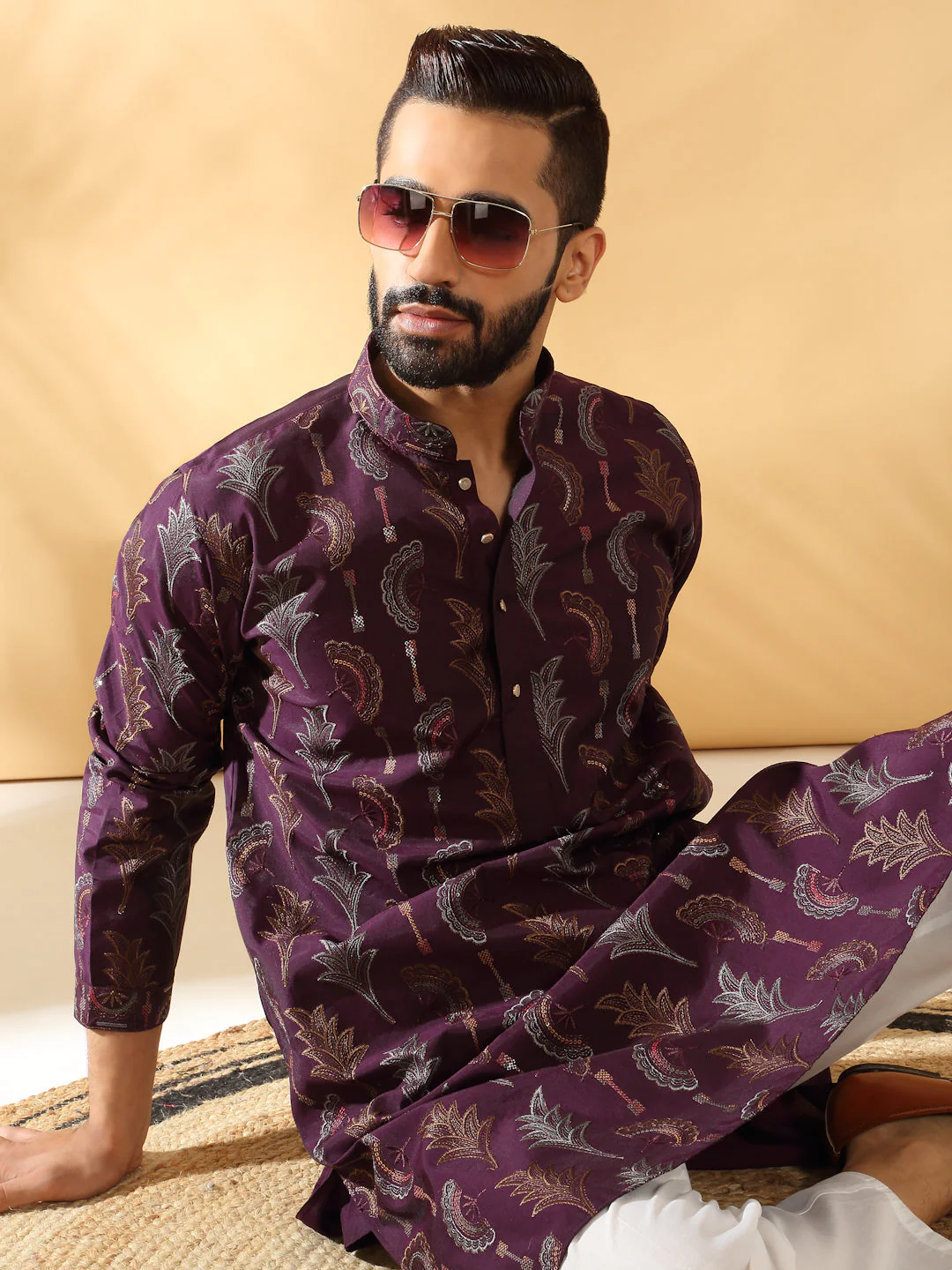 LUXE- Cotton Silk Embroidered Floral Work Kurta - Image 25