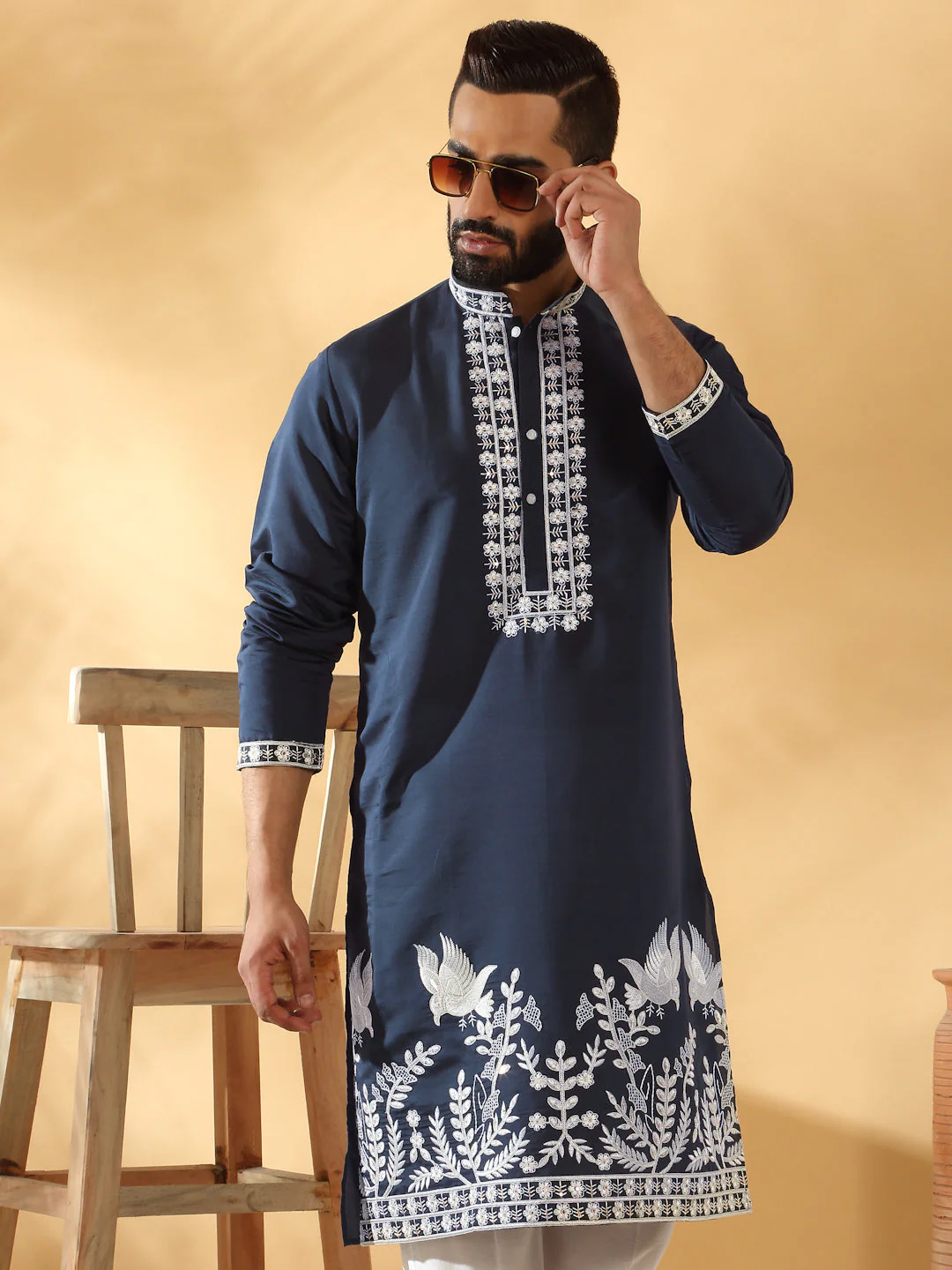 LUXE- Cotton Silk Embroidered Sequin Work Kurta - Image 114