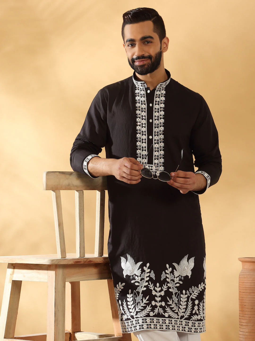 LUXE- Cotton Silk Embroidered Sequin Work Kurta - Image 116