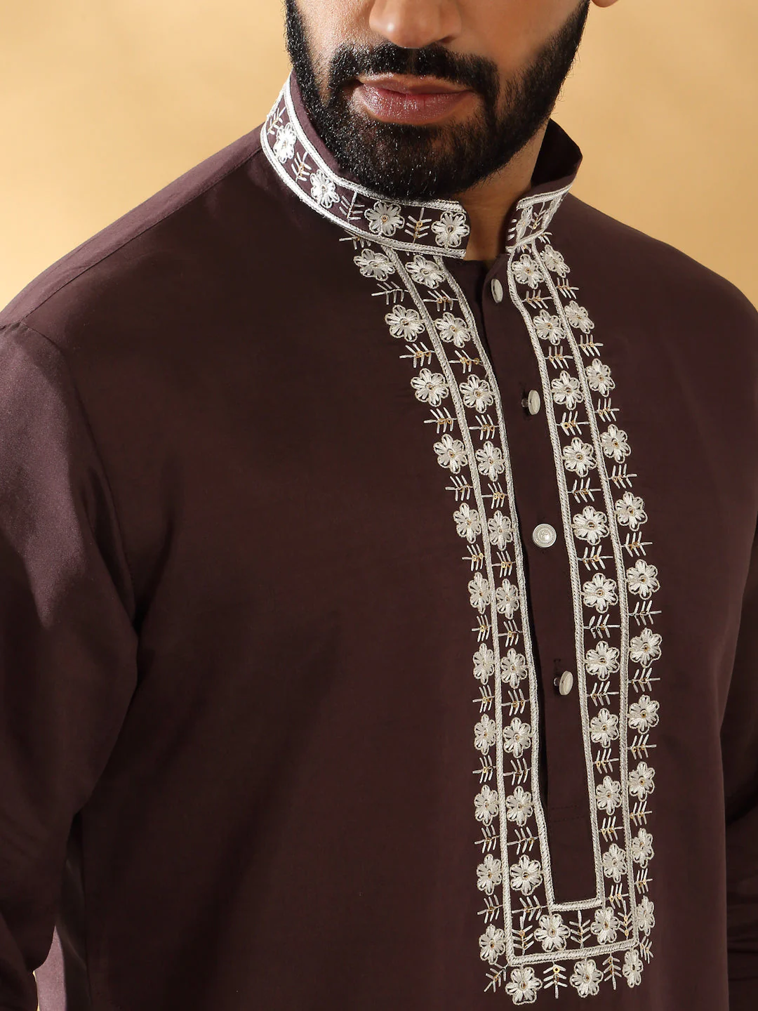 LUXE- Cotton Silk Embroidered Sequin Work Kurta - Image 13