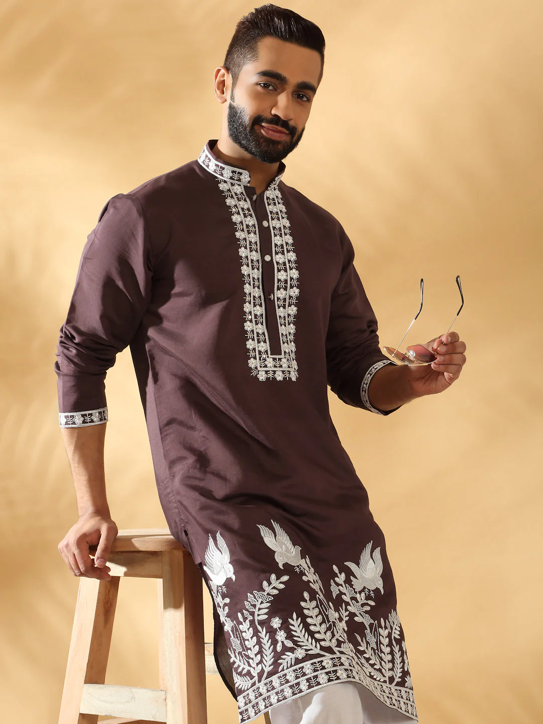 LUXE- Cotton Silk Embroidered Sequin Work Kurta - Image 133