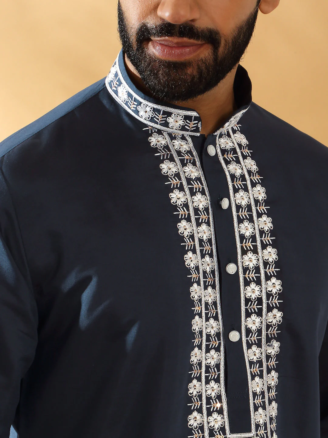 LUXE- Cotton Silk Embroidered Sequin Work Kurta - Image 8
