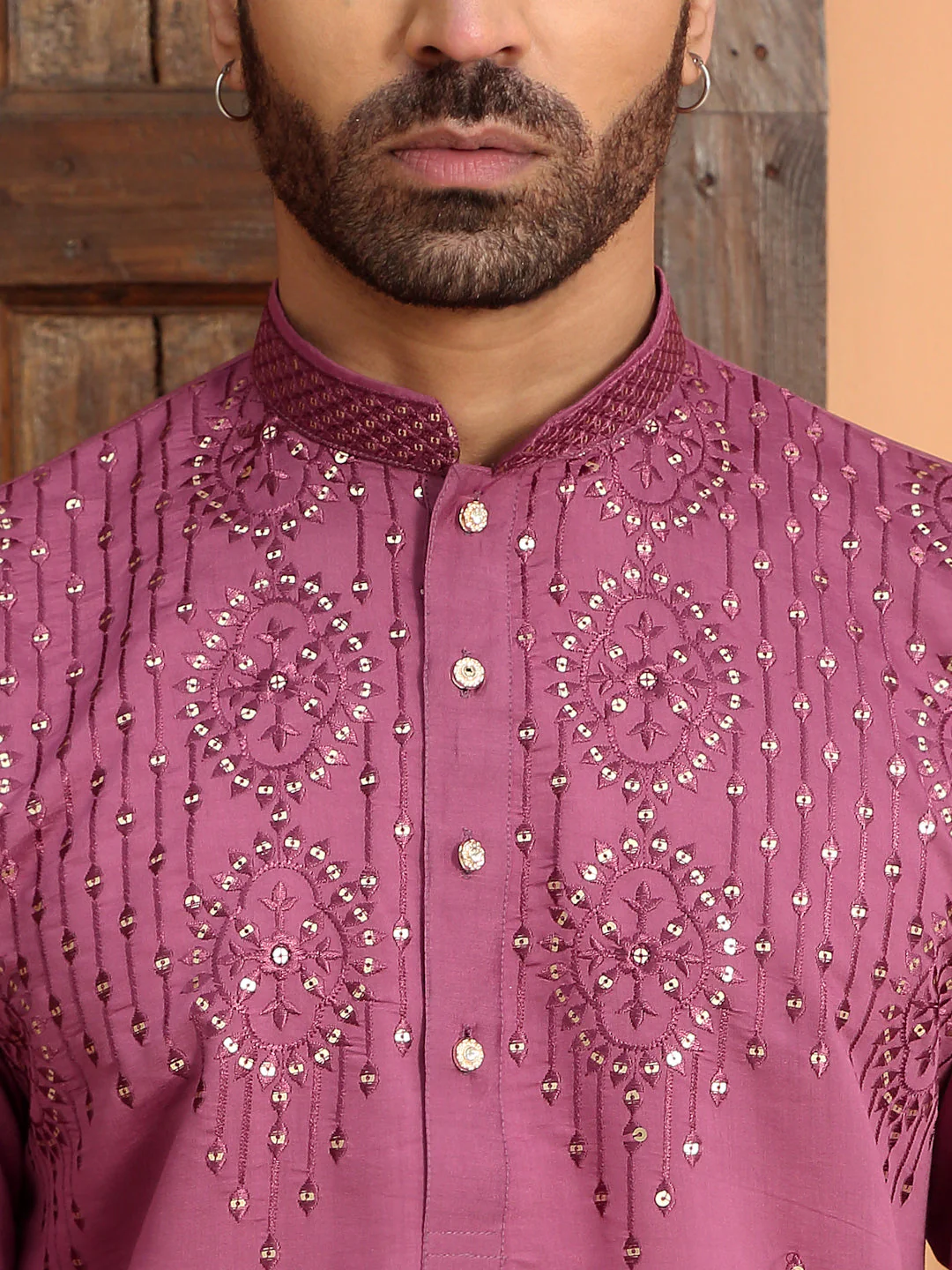 LUXE- Cotton Silk Embroidered Sequins work Kurta - Image 18