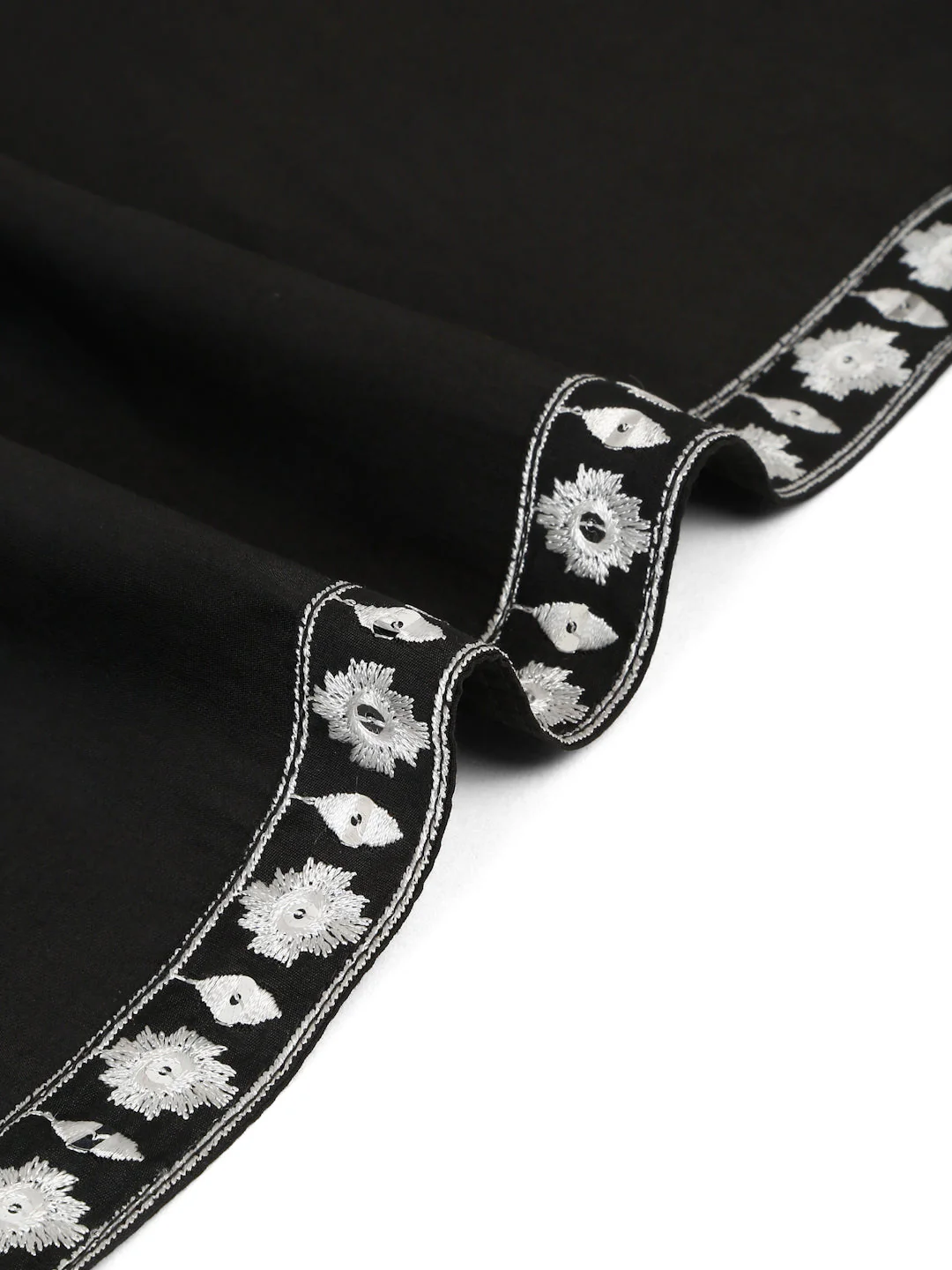 LUXE- Cotton Silk Ethnic Motifs White Embroidered Mandarin Collar Long Sleeve Kurta Trouser With Matching Stole - Image 5