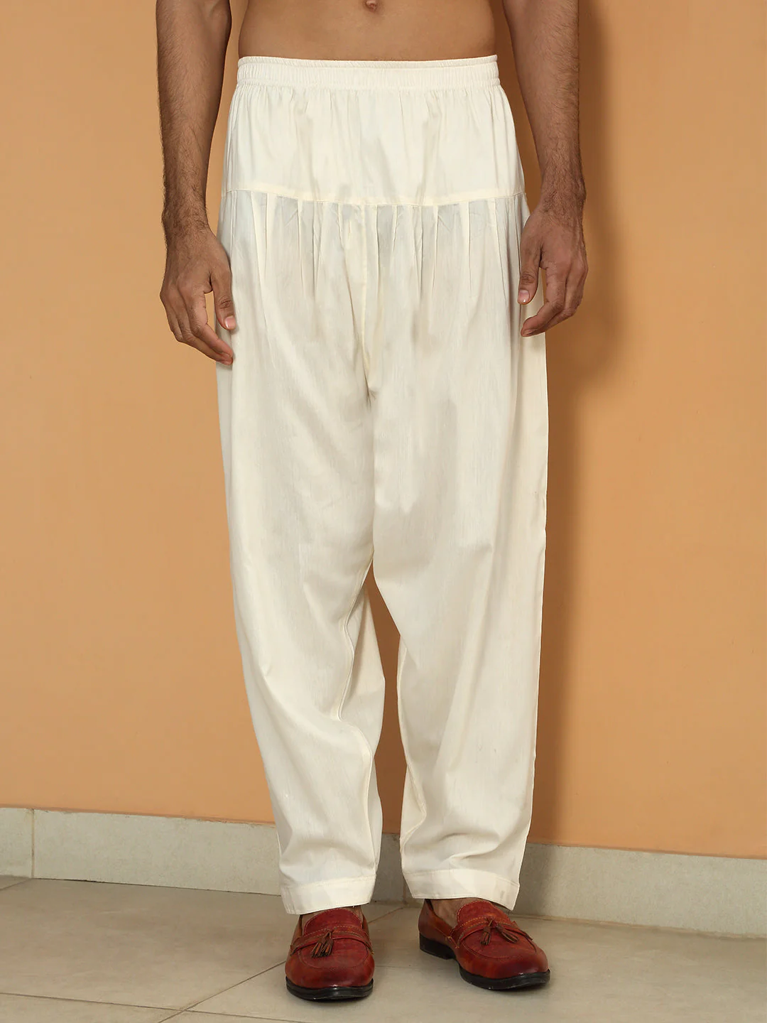 LUXE- Cotton Silk Sequined Embroidered Neckline Straight Kurta with Cream Salwar - Image 19