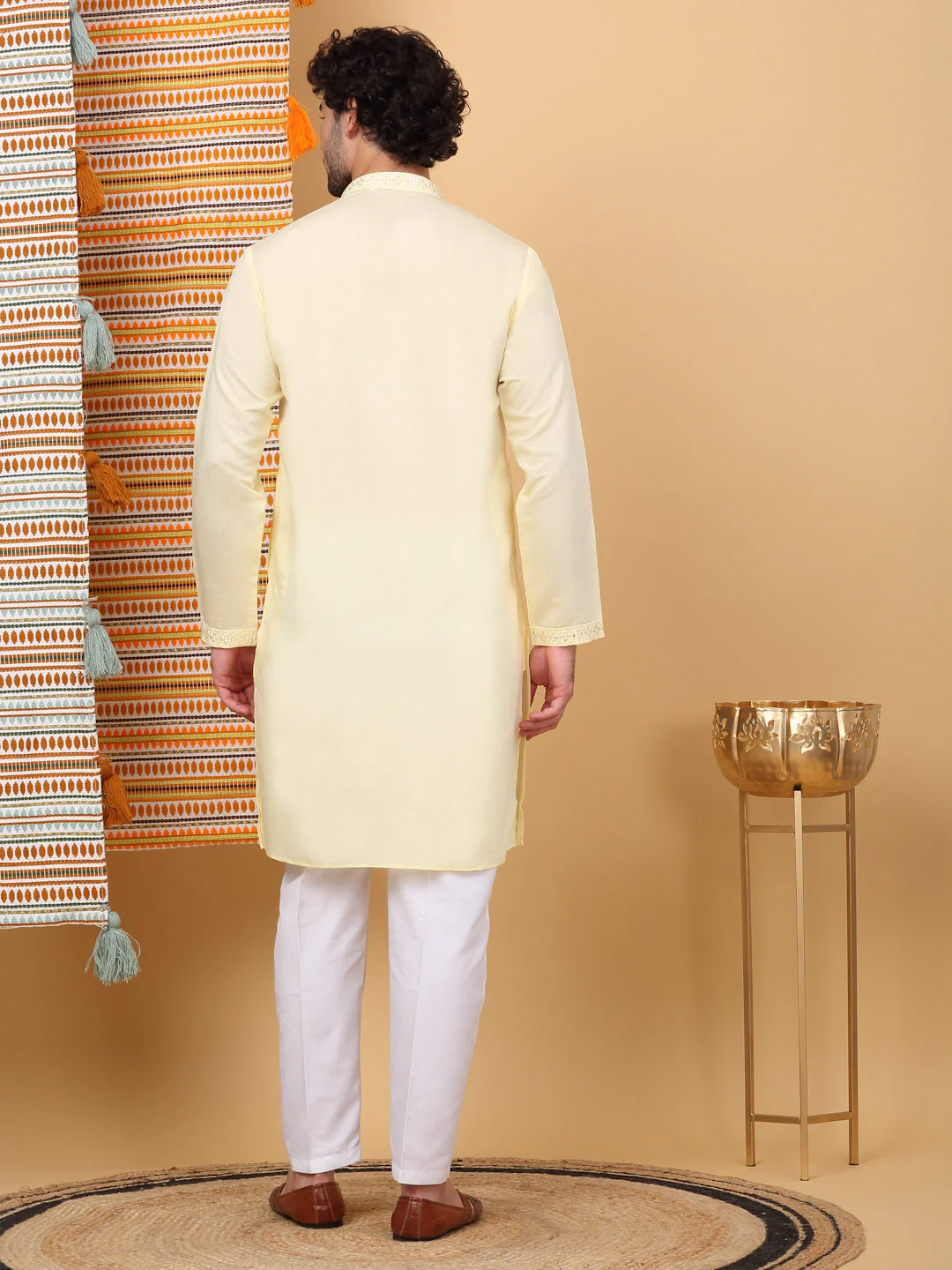 LUXE Cotton Silk Solid Embroidered Neckline Regular Straight Kurta - Image 17