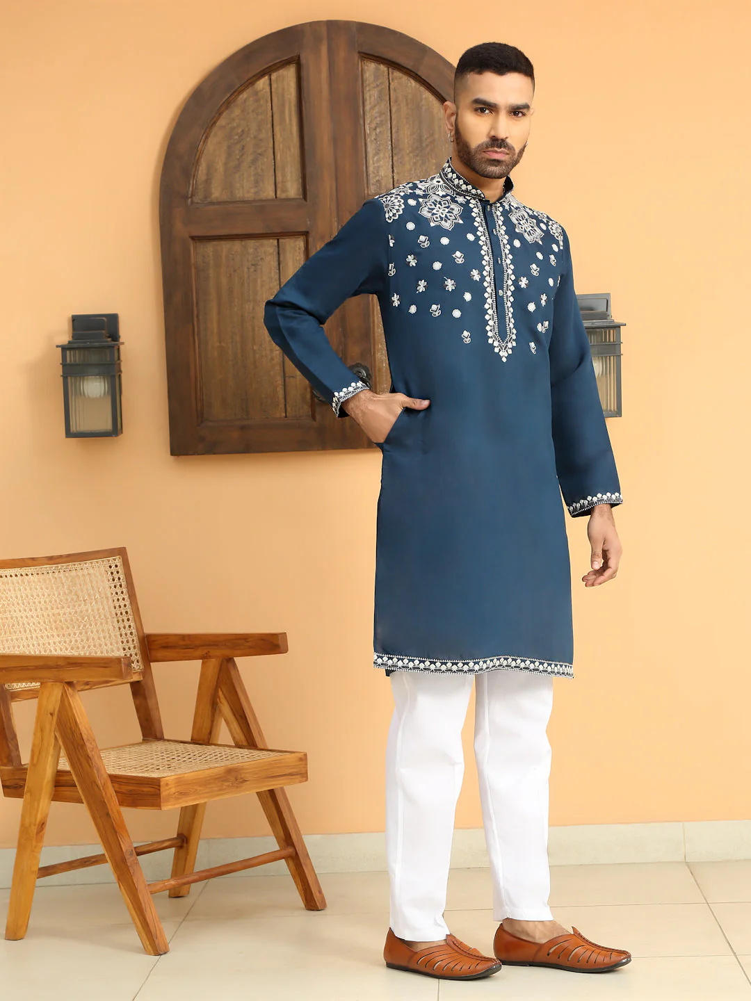 LUXE- Floral Heavy Embroidered Sequenced Kurta - Image 10