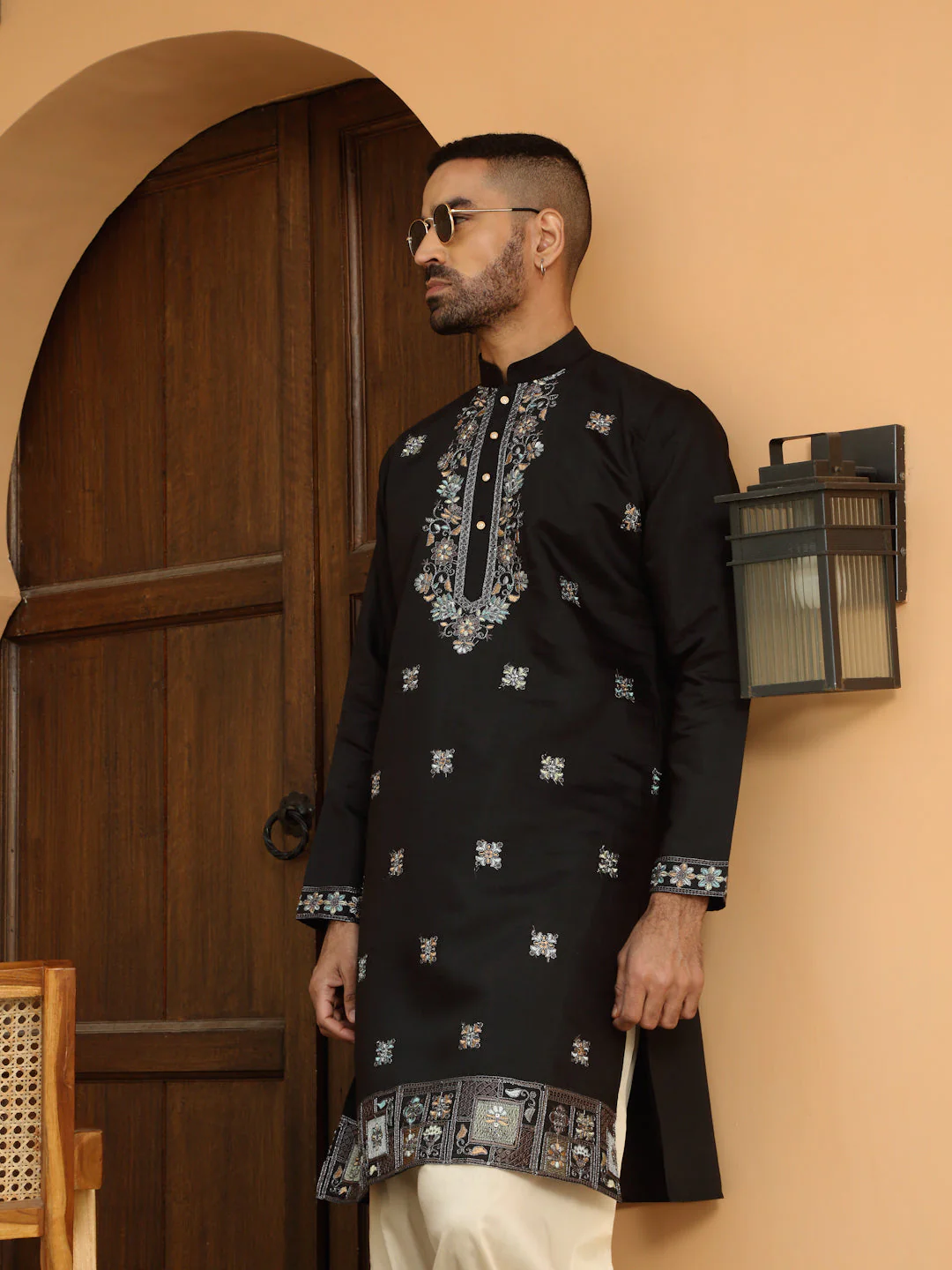 LUXE- Heavy Neckline Daman Floral Embroidered Kurta - Image 28