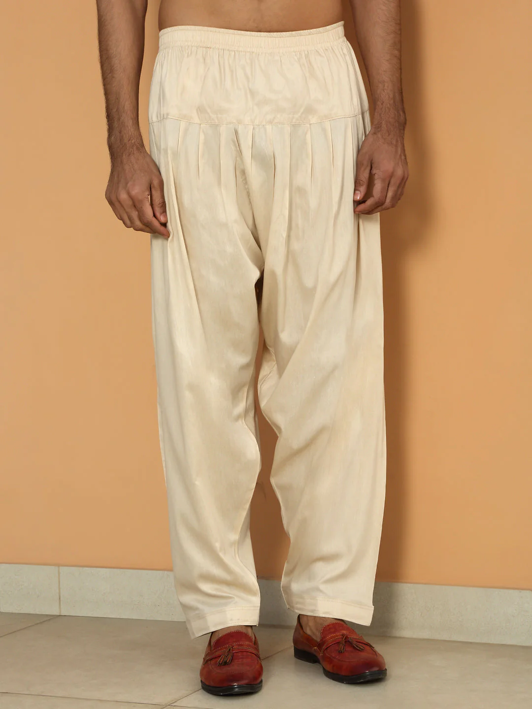 LUXE- Heavy Neckline Daman Floral Embroidered Kurta With Beige patiala Salwar - Image 10