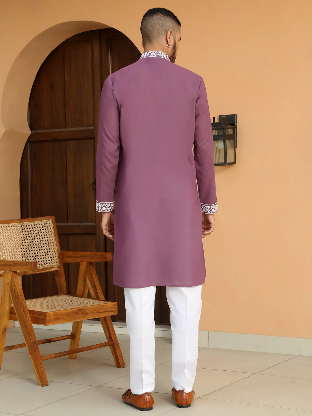 LUXE- Heavy White Embroidered Work Ethnic Motifs Georgette Kurta with White Trouser Pant - Image 17