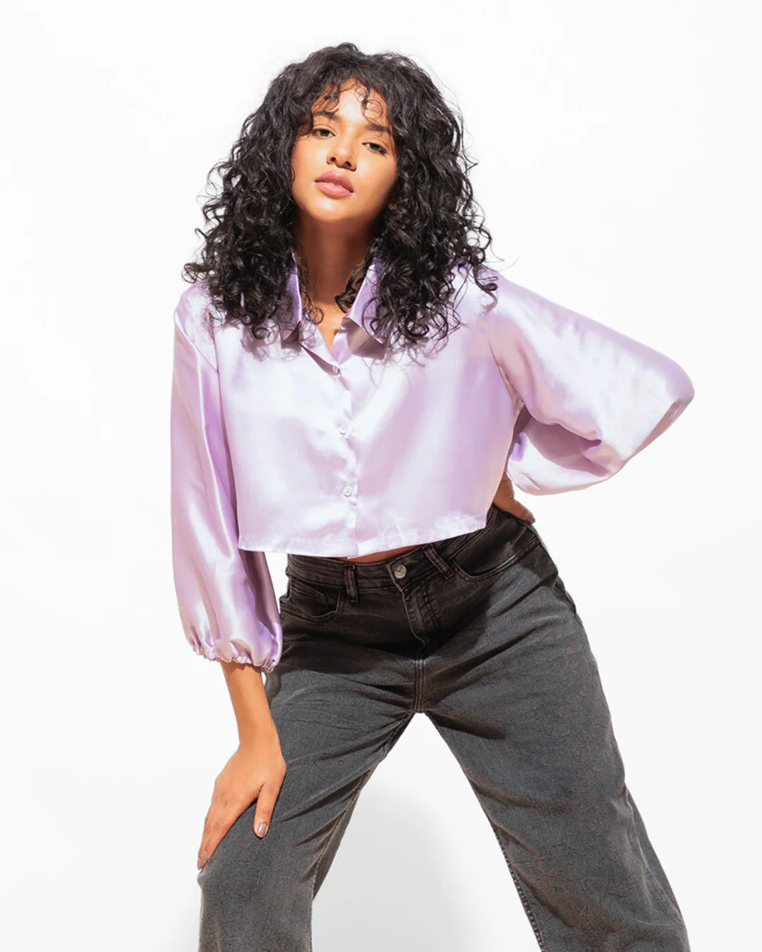Luxe Satin Cropped Shirt – Sleek & Stylish Fit - Image 21