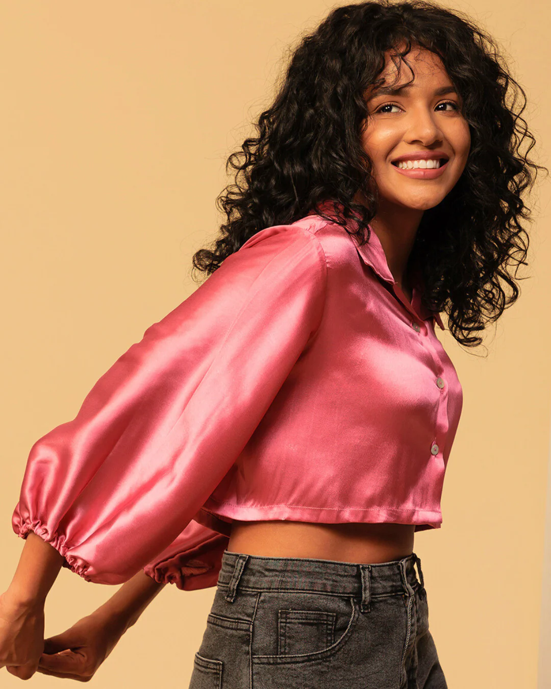Luxe Satin Cropped Shirt – Sleek & Stylish Fit - Image 24