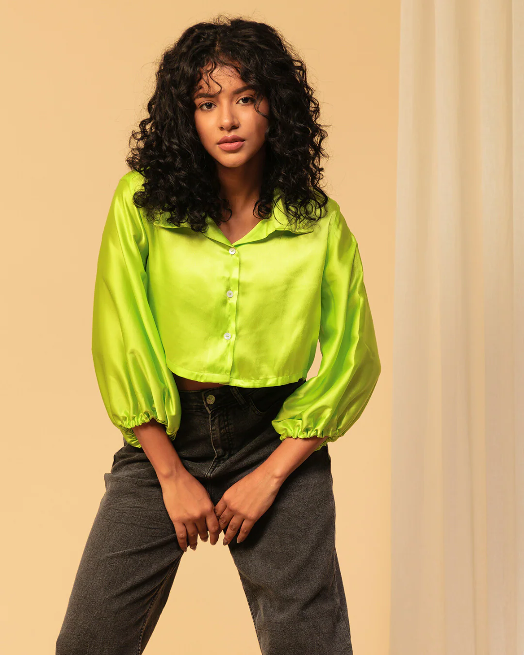 Luxe Satin Cropped Shirt – Sleek & Stylish Fit - Image 34