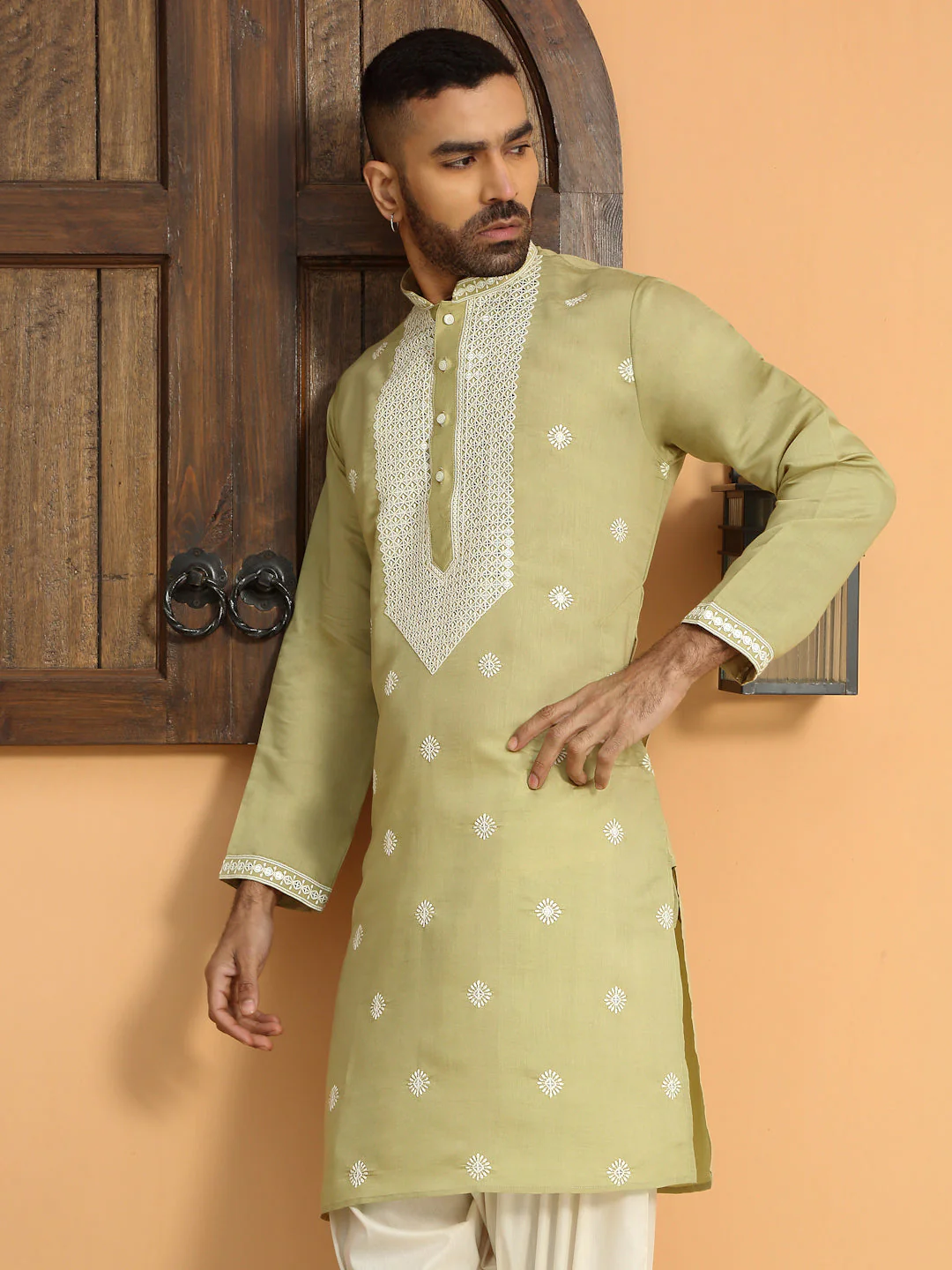 LUXE- White Heavy Neckline Embroidery Work Kurta - Image 23