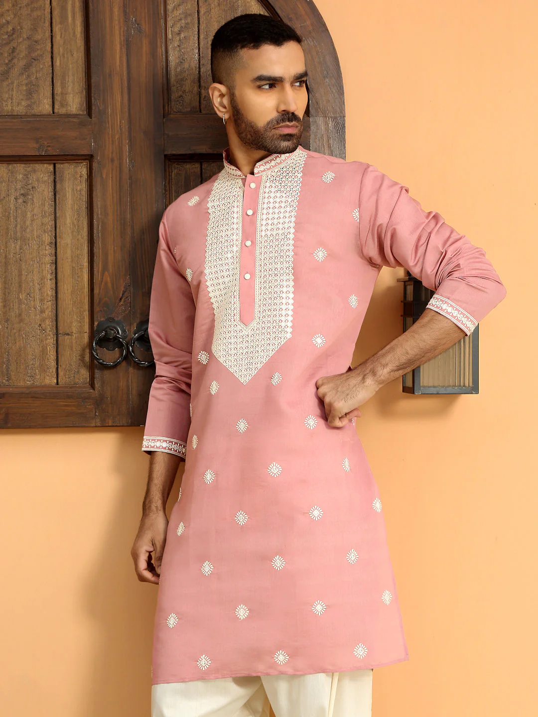 LUXE- White Heavy Neckline Embroidery Work Kurta - Image 29