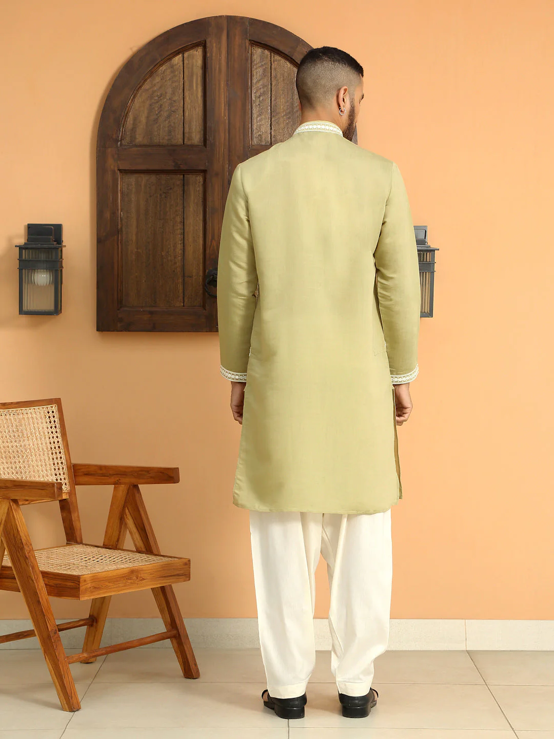 LUXE- White Heavy Neckline Embroidery Work Kurta - Image 7