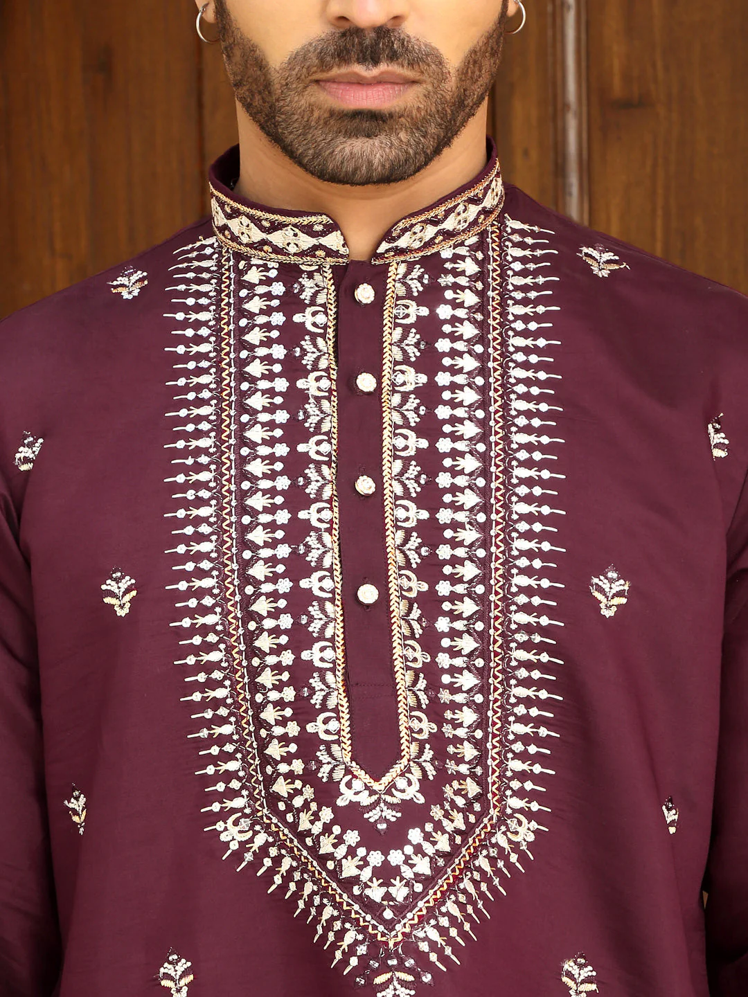LUXE- Zari Embroidered Cotton Silk Kurta - Image 13