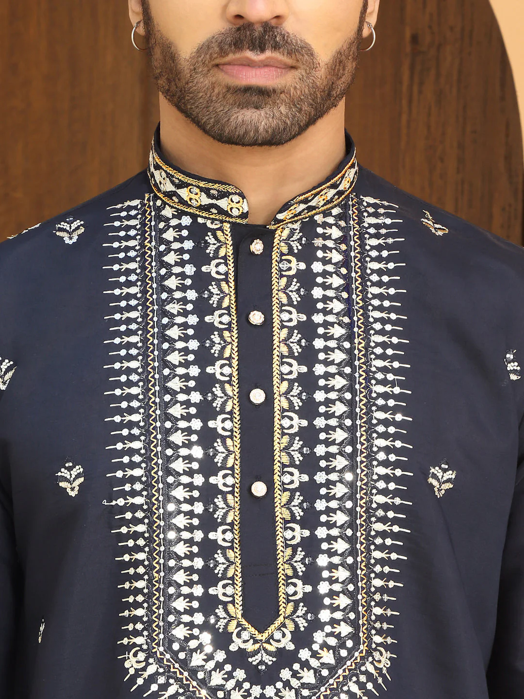 LUXE- Zari Embroidered Cotton Silk Kurta - Image 8