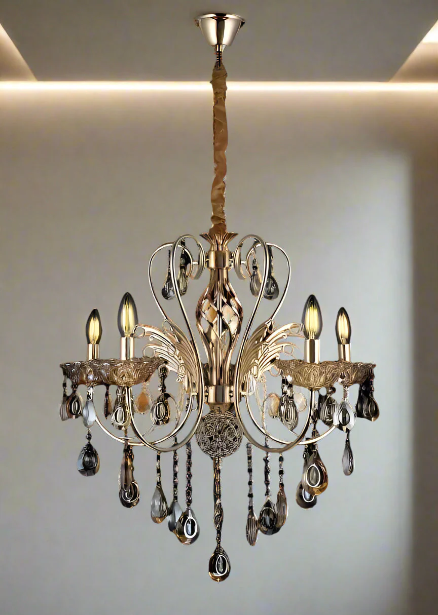 Luxurious 8-Light Crystal Chandelier with Golden Metal Frame – Classic Decorative Hanging Light for Living Room, Hall, Dining & Hotel Lobby - Image 4