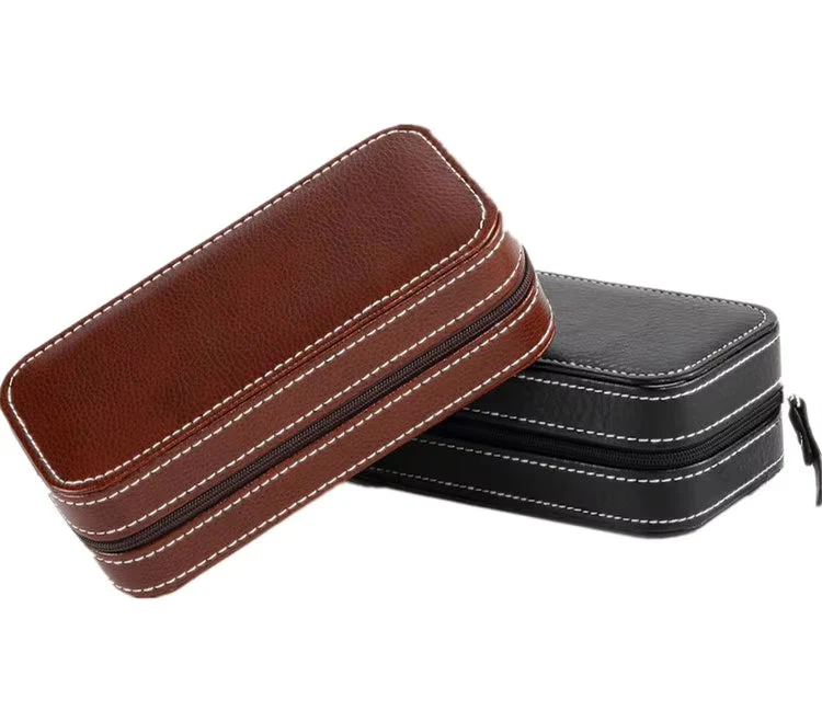 Luxury Black Leather Watch Box Premium 2 Slot Watch Organizer Box For Watch Collectors, Gifts 1 pc - Image 5
