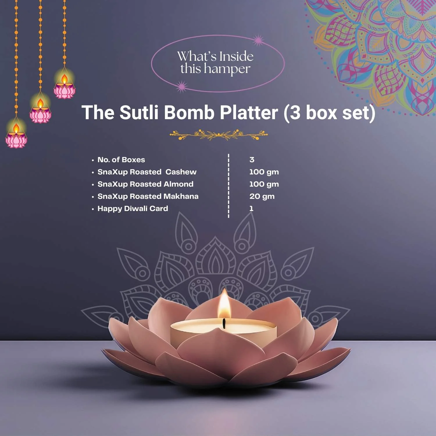 Luxury Diwali Gift Box - The Sutli Bomb Platter (3 Box Set) - Image 4