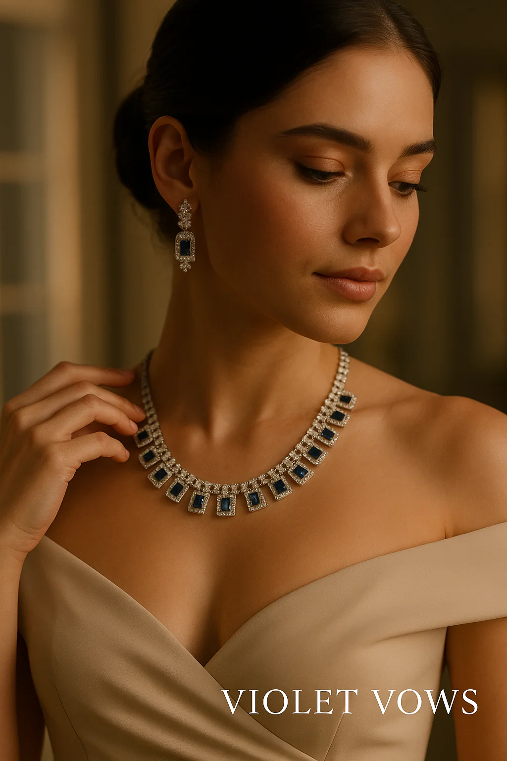 Luxury Gemstone Necklace Set – A Timeless Statement Piece - Blue - Image 2