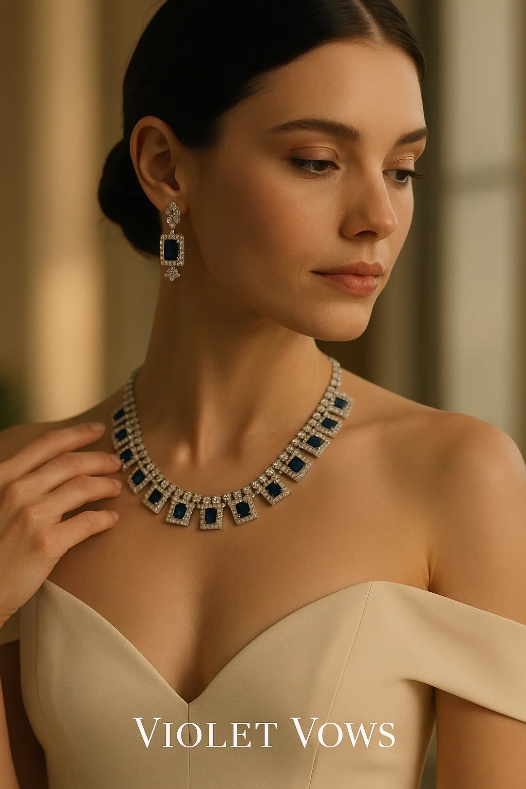 Luxury Gemstone Necklace Set – A Timeless Statement Piece - Blue - Image 4