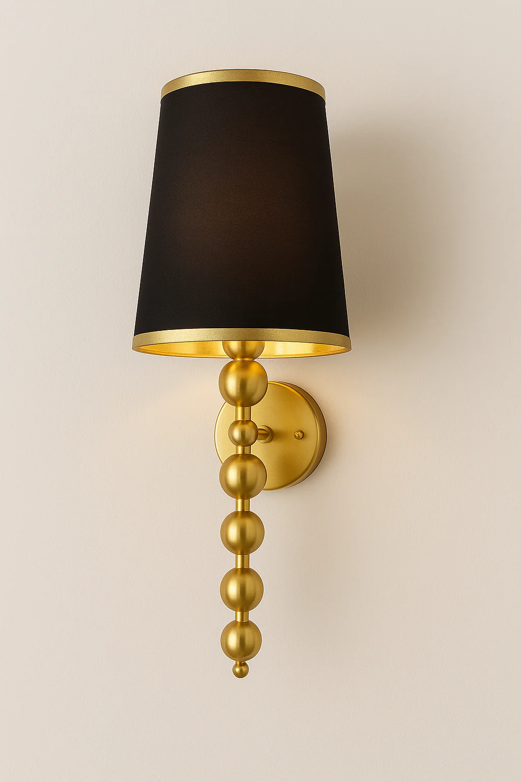 Luxury Gold Metal Wall Light with Black Fabric Shade | Elegant Sconce for Living Room, Bedroom & Dining Area - Image 4