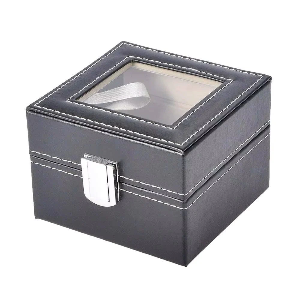 Luxury Leather Watch Box Premium 2 Slot Watch Organizer Box For Watch Collectors, Gifts 1 pc - Image 3