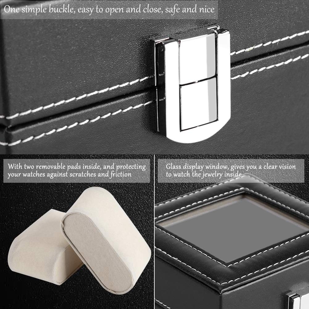 Luxury Leather Watch Box Premium 2 Slot Watch Organizer Box For Watch Collectors, Gifts 1 pc - Image 4