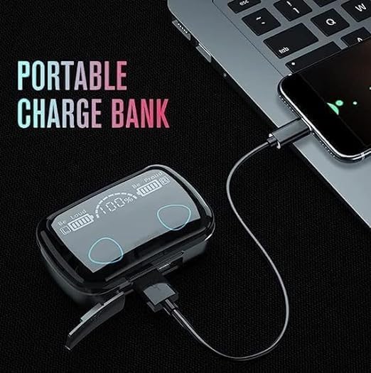 M10 Noise Cancelling Bluetooth Earbuds with Power Bank, Microphone and Touch Controls, Wireless Bluetooth Earbuds - Image 4