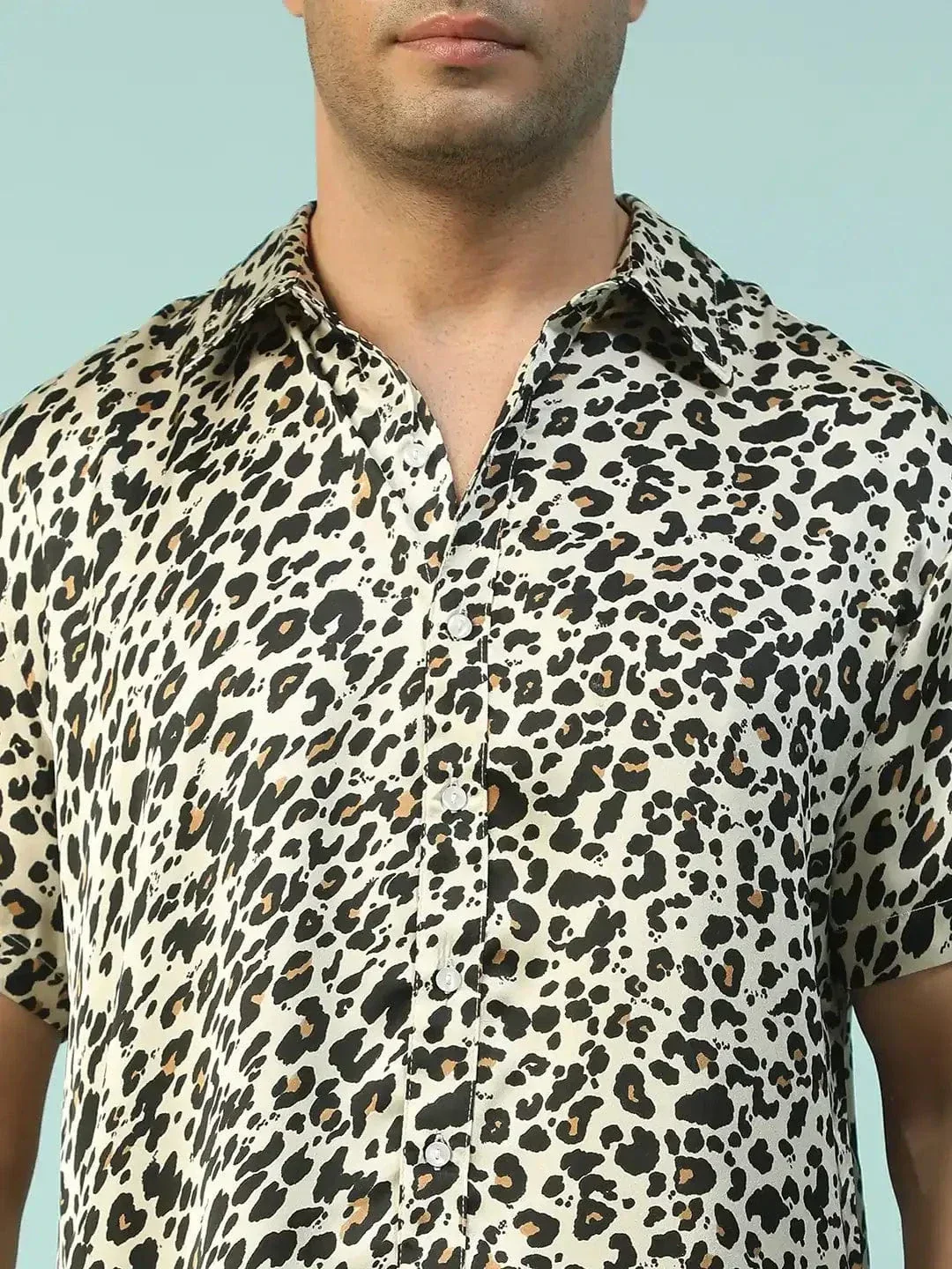 Macho Animal Print Multicolor Collared Short Sleeve Men Oversized Shirt - Image 6