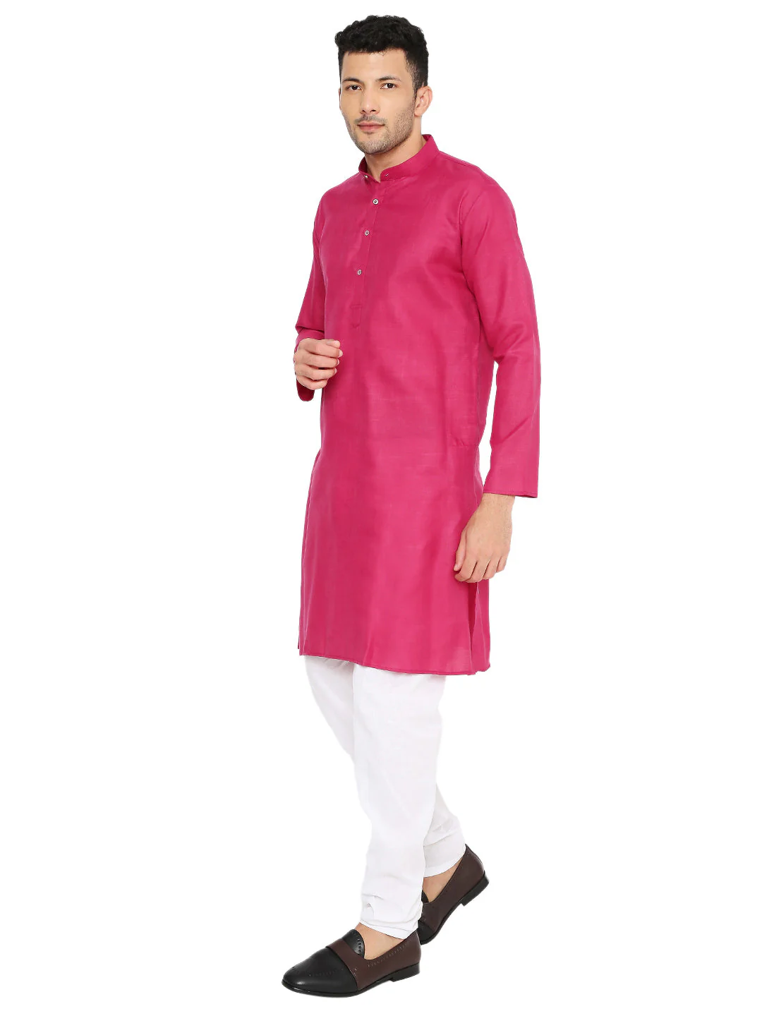 Magic Cotton Solid Kurta in Dark Pink - Image 3