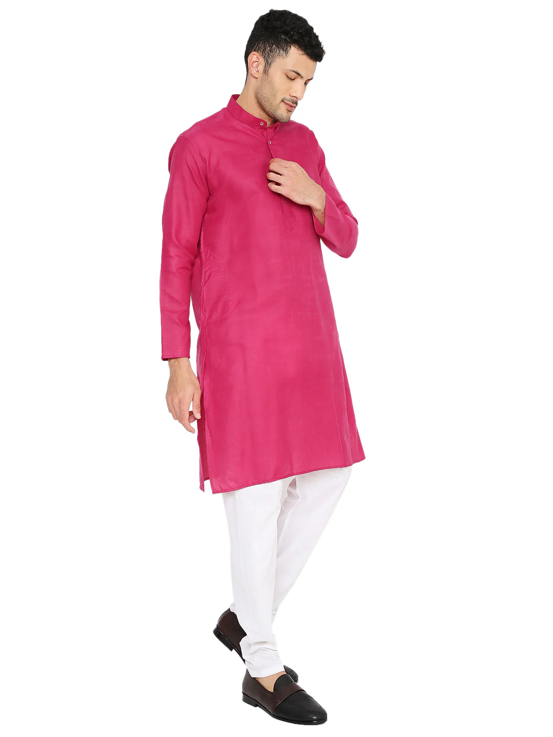 Magic Cotton Solid Kurta in Dark Pink - Image 4