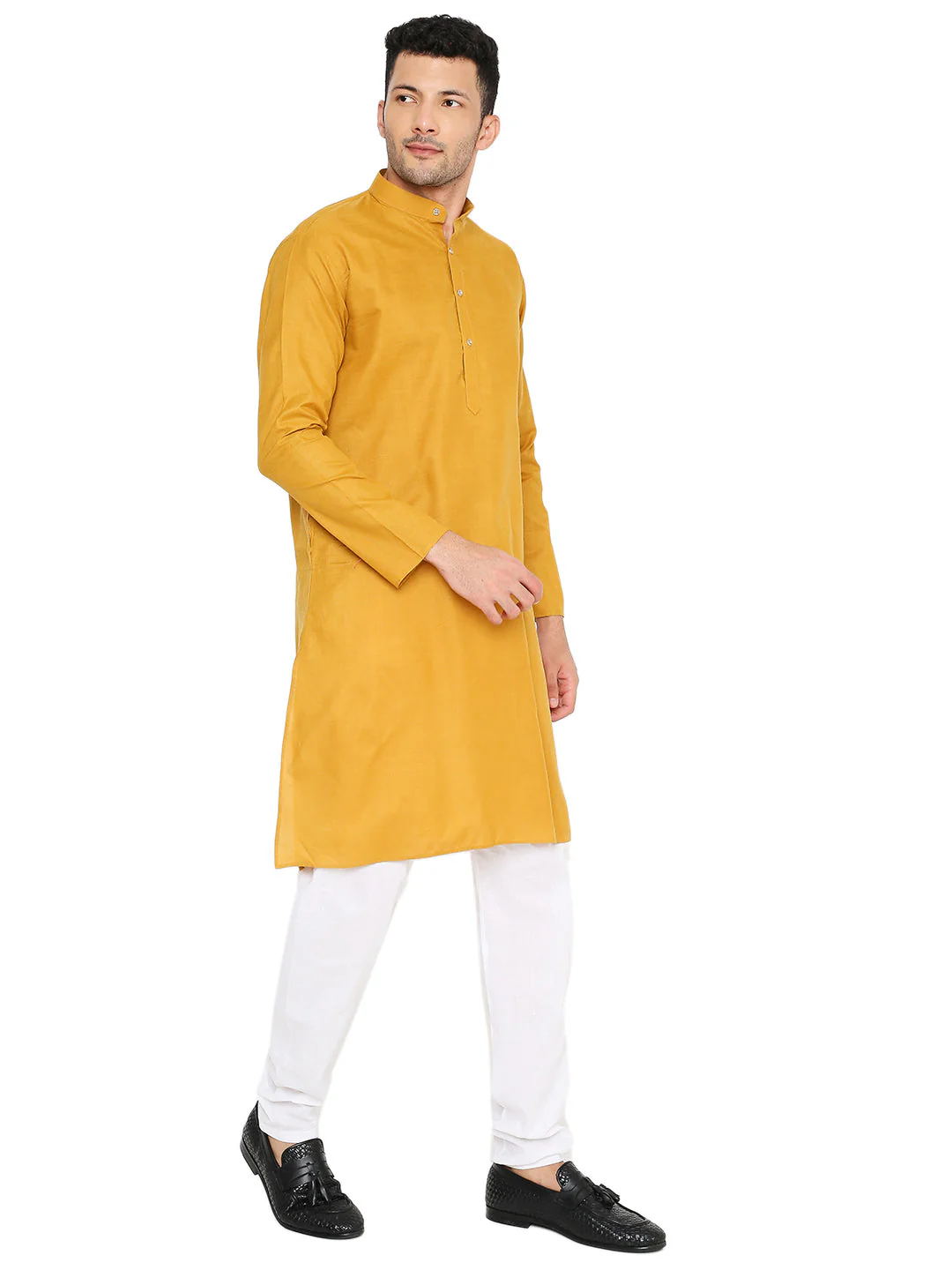 Magic Cotton Solid Kurta in Ocher - Image 4
