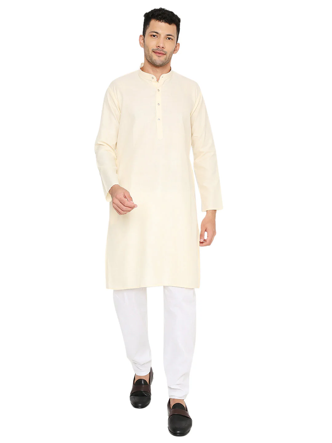 Magic Cotton Solid Kurta in Off-White - Image 26