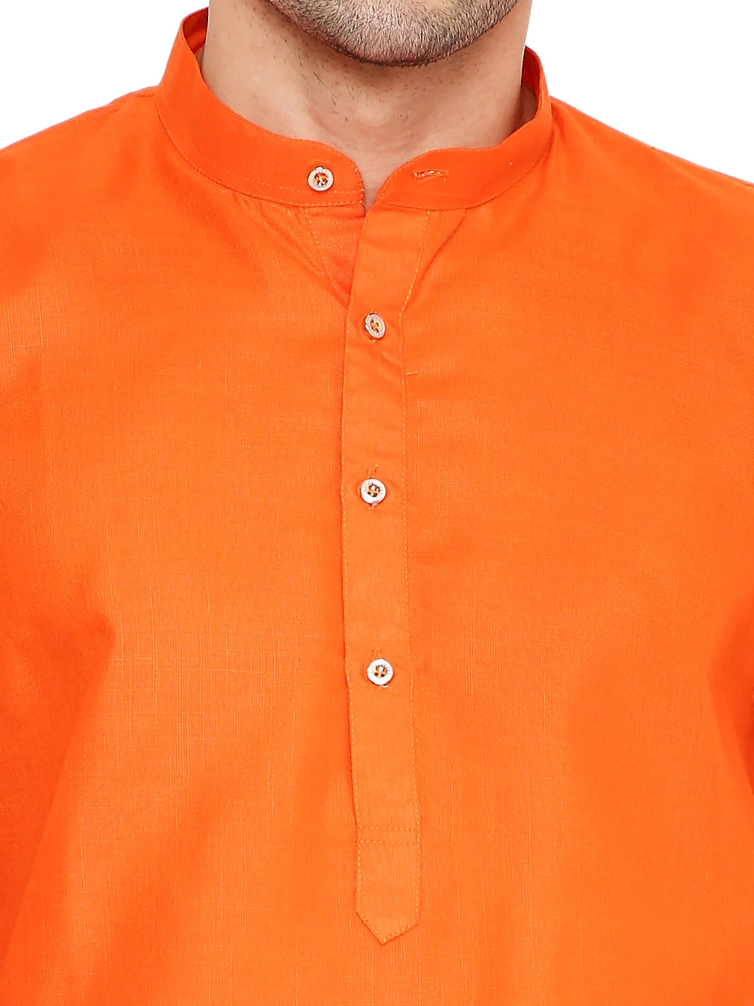 Magic Cotton Solid Kurta in Orange - Image 5