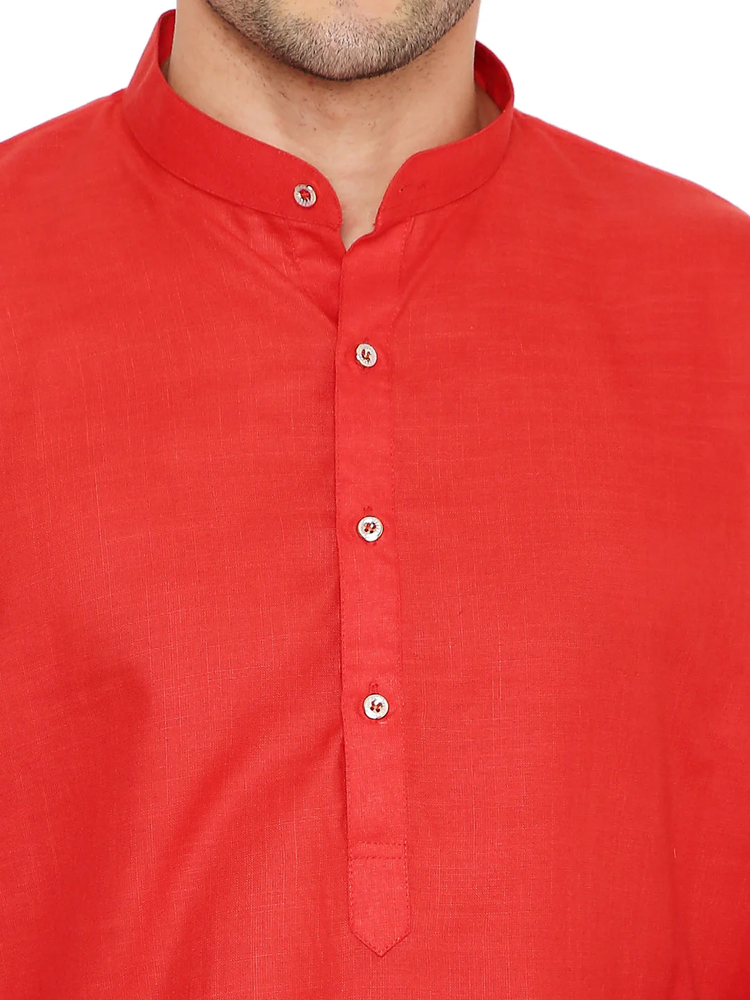 Magic Cotton Solid Kurta in Red - Image 5