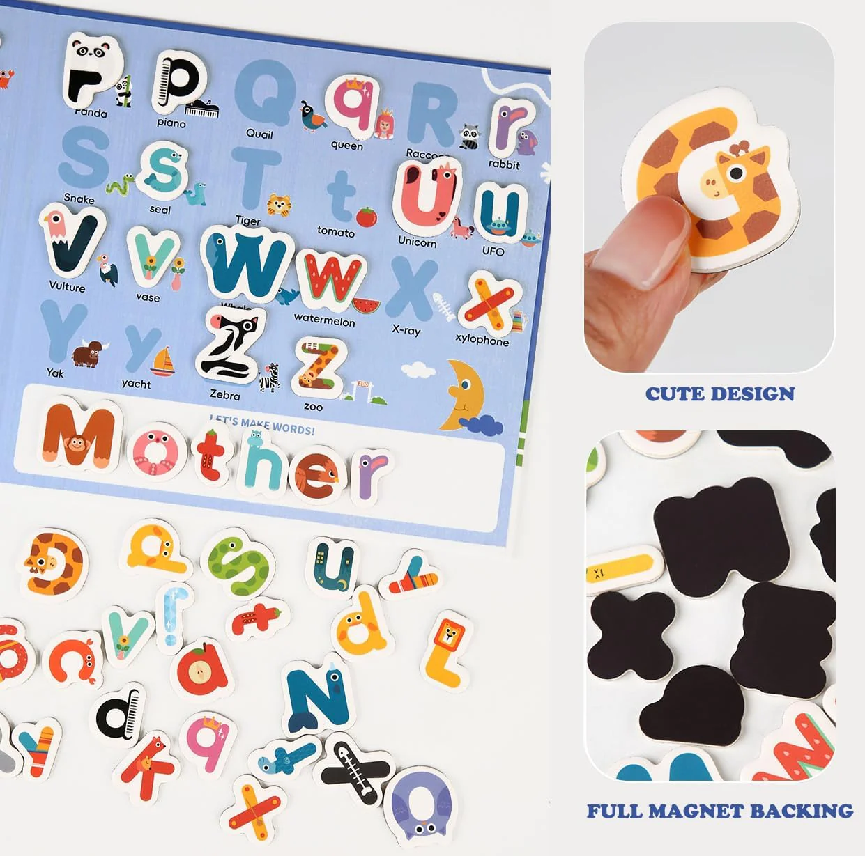 Magnetic Alphabet Letters Set – 78 PCS Animal-Themed Upper & Lowercase for Kids - Image 4